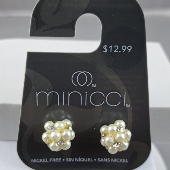 Minicci Jewelry - Minicci Faux Pearls and Crystal Stud Earrings